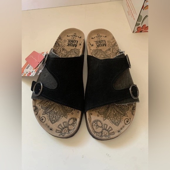 MUK LUKS Black Buckle-Accent Valerie Terra Turf Sandal Women Size 9 Women Sandal - Picture 3 of 13